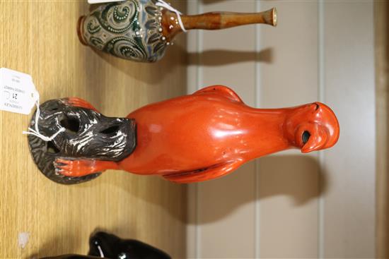 A Chinese coral red parrot height 28cm